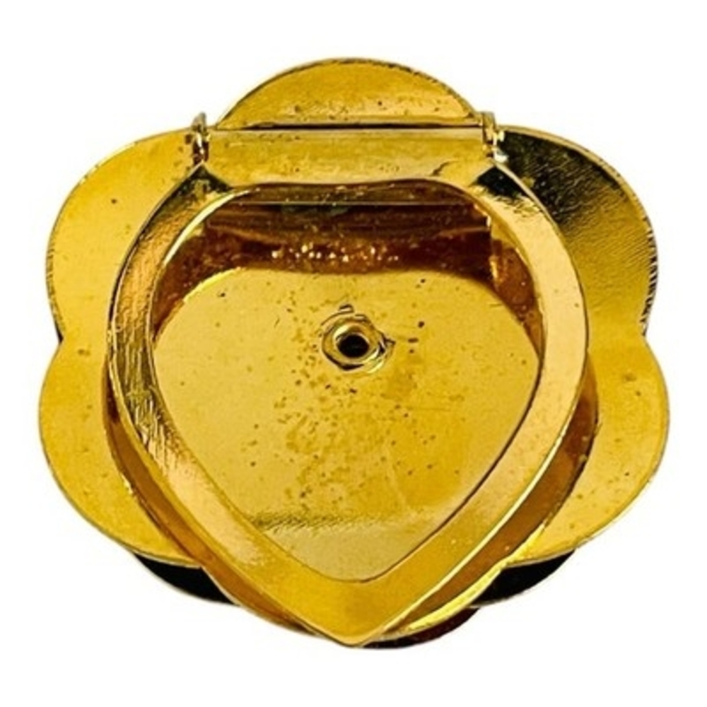 Vintage Gold Tone Camellia Flower Scarf Clip 1.5" Textured Brooch - Picture 4 of 4